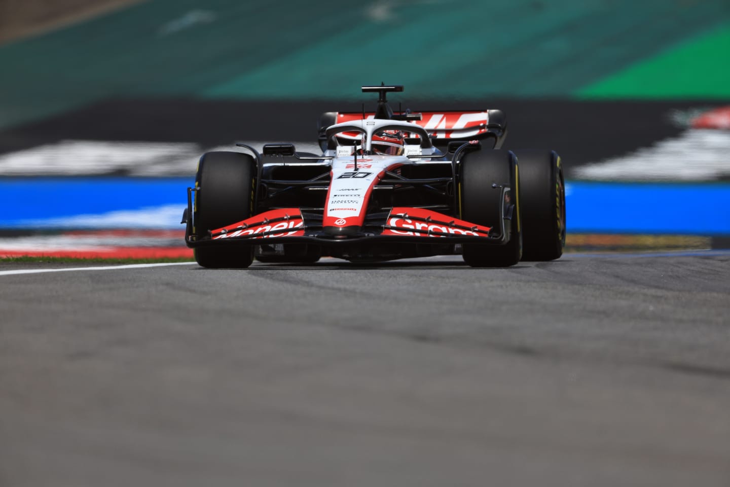 SAO PAULO, BRAZIL - NOVEMBER 04: Kevin Magnussen of Denmark driving the (20) Haas F1 VF-23 Ferrari on track during the Sprint Shootout ahead of the F1 Grand Prix of Brazil at Autodromo Jose Carlos Pace on November 04, 2023 in Sao Paulo, Brazil. (Photo by Buda Mendes/Getty Images)
