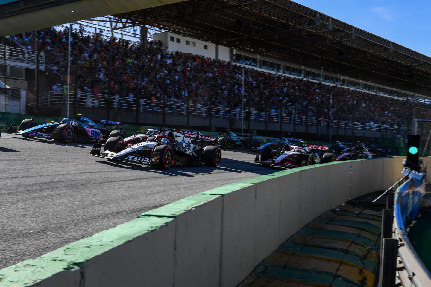 SAO PAULO, BRAZIL - NOVEMBER 04: Daniel Ricciardo of Australia driving the (3) Scuderia AlphaTauri