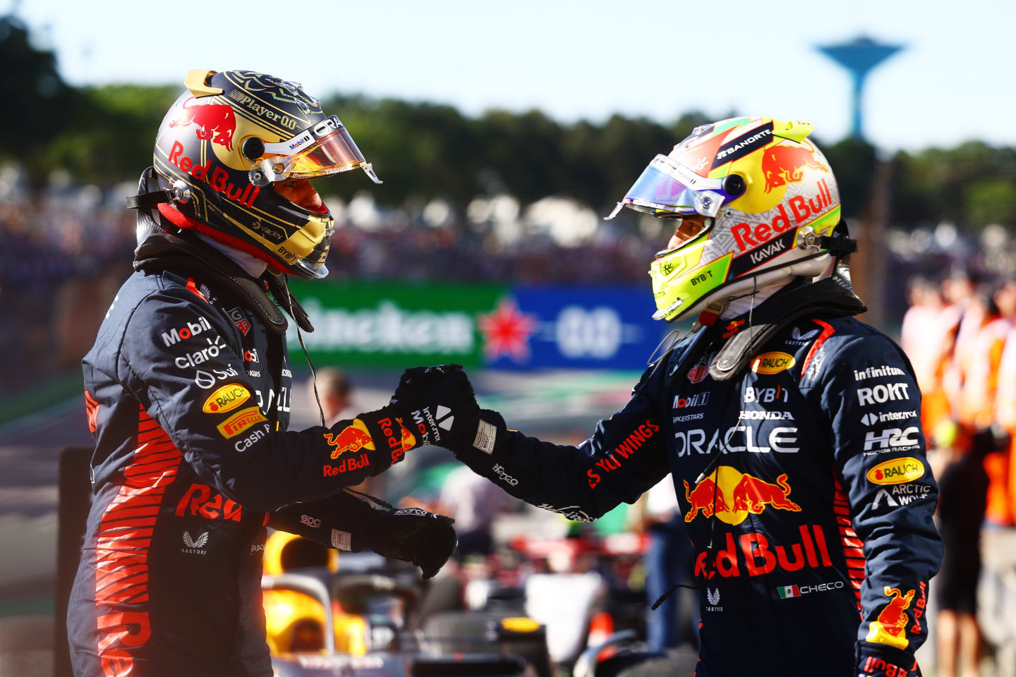 SAO PAULO, BRAZIL - NOVEMBER 04: Sprint winner Max Verstappen of the Netherlands and Oracle Red