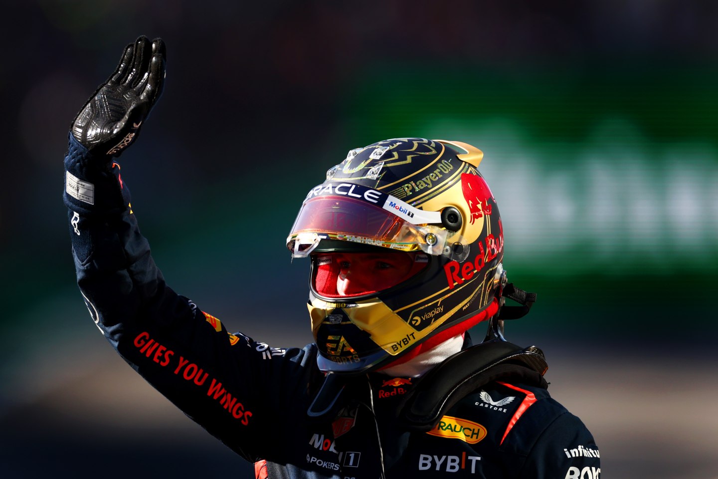 SAO PAULO, BRAZIL - NOVEMBER 04: Sprint winner Max Verstappen of the Netherlands and Oracle Red Bull Racing celebrates in parc ferme after the Sprint race ahead of the F1 Grand Prix of Brazil at Autodromo Jose Carlos Pace on November 04, 2023 in Sao Paulo, Brazil. (Photo by Dan Istitene - Formula 1/Formula 1 via Getty Images)