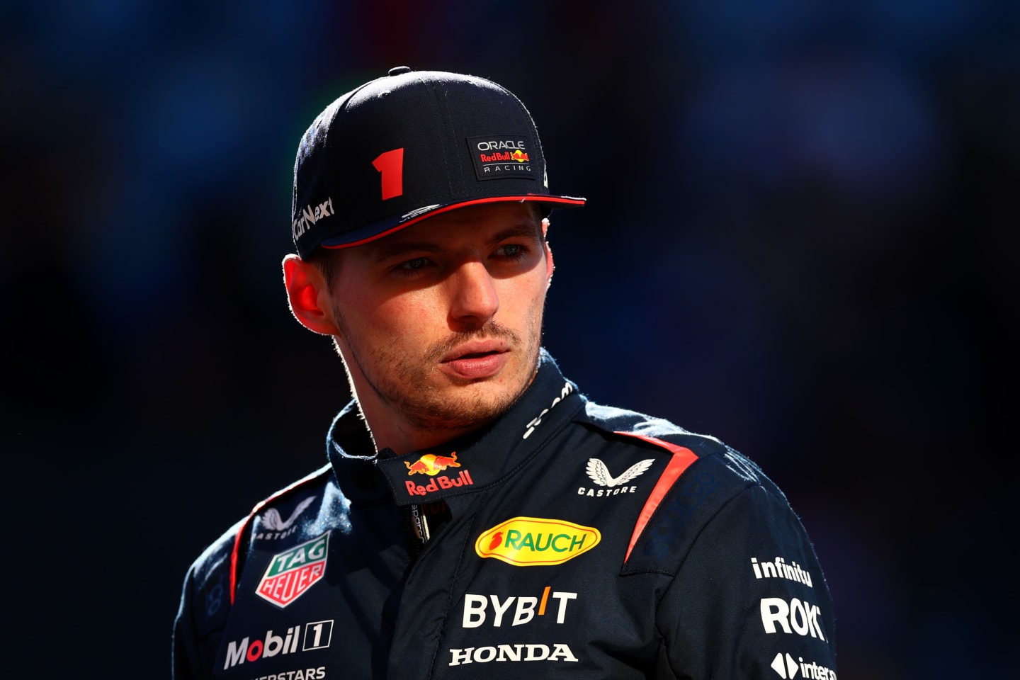 SAO PAULO, BRAZIL - NOVEMBER 04: Sprint winner Max Verstappen of the Netherlands and Oracle Red Bull Racing looks on in parc ferme after the Sprint race ahead of the F1 Grand Prix of Brazil at Autodromo Jose Carlos Pace on November 04, 2023 in Sao Paulo, Brazil. (Photo by Dan Istitene - Formula 1/Formula 1 via Getty Images)