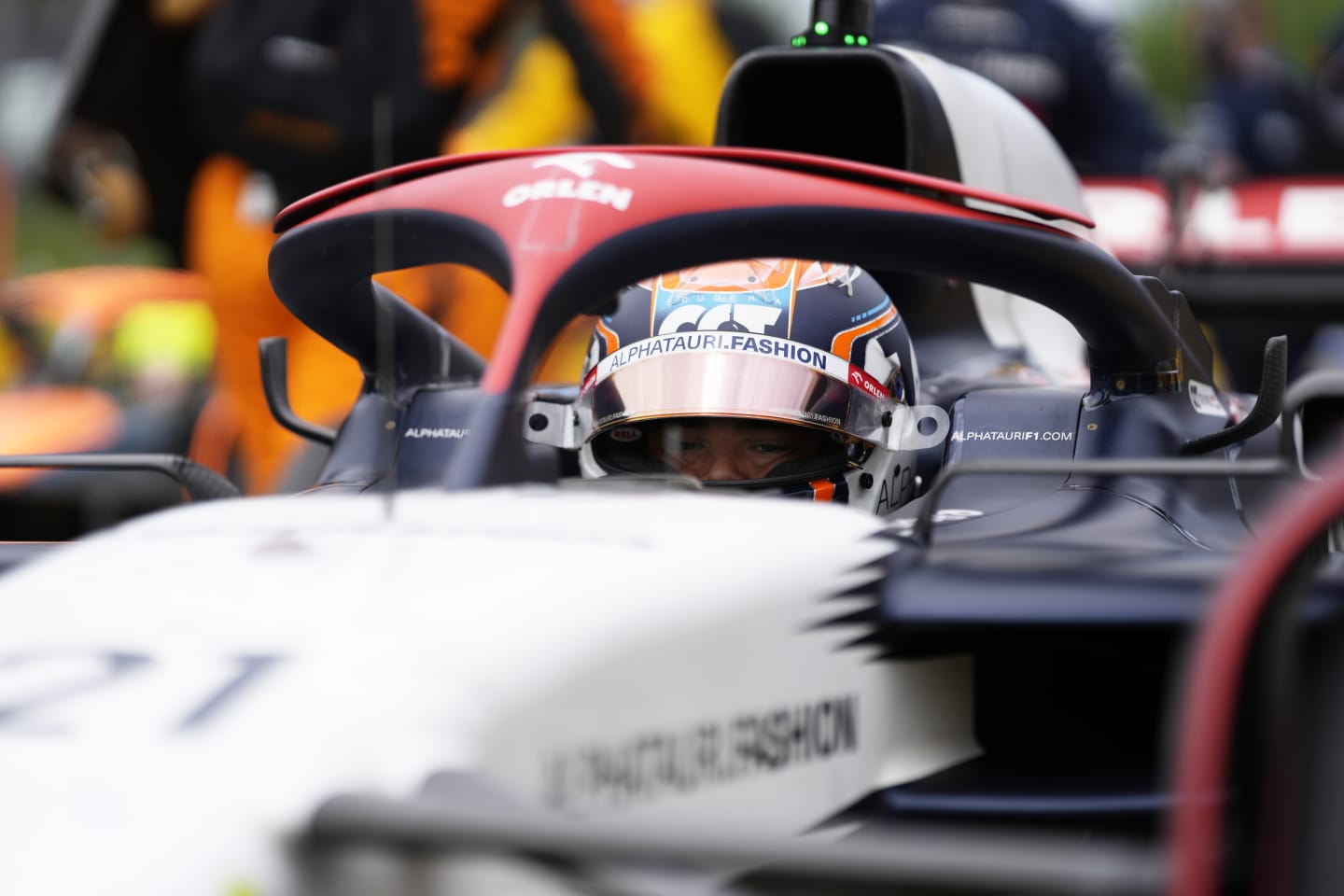 MONTREAL, QUEBEC - JUNE 18: Nyck de Vries of Netherlands and Scuderia AlphaTauri prepares to drive on the grid during the F1 Grand Prix of Canada at Circuit Gilles Villeneuve on June 18, 2023 in Montreal, Quebec. (Photo by Rudy Carezzevoli/Getty Images)