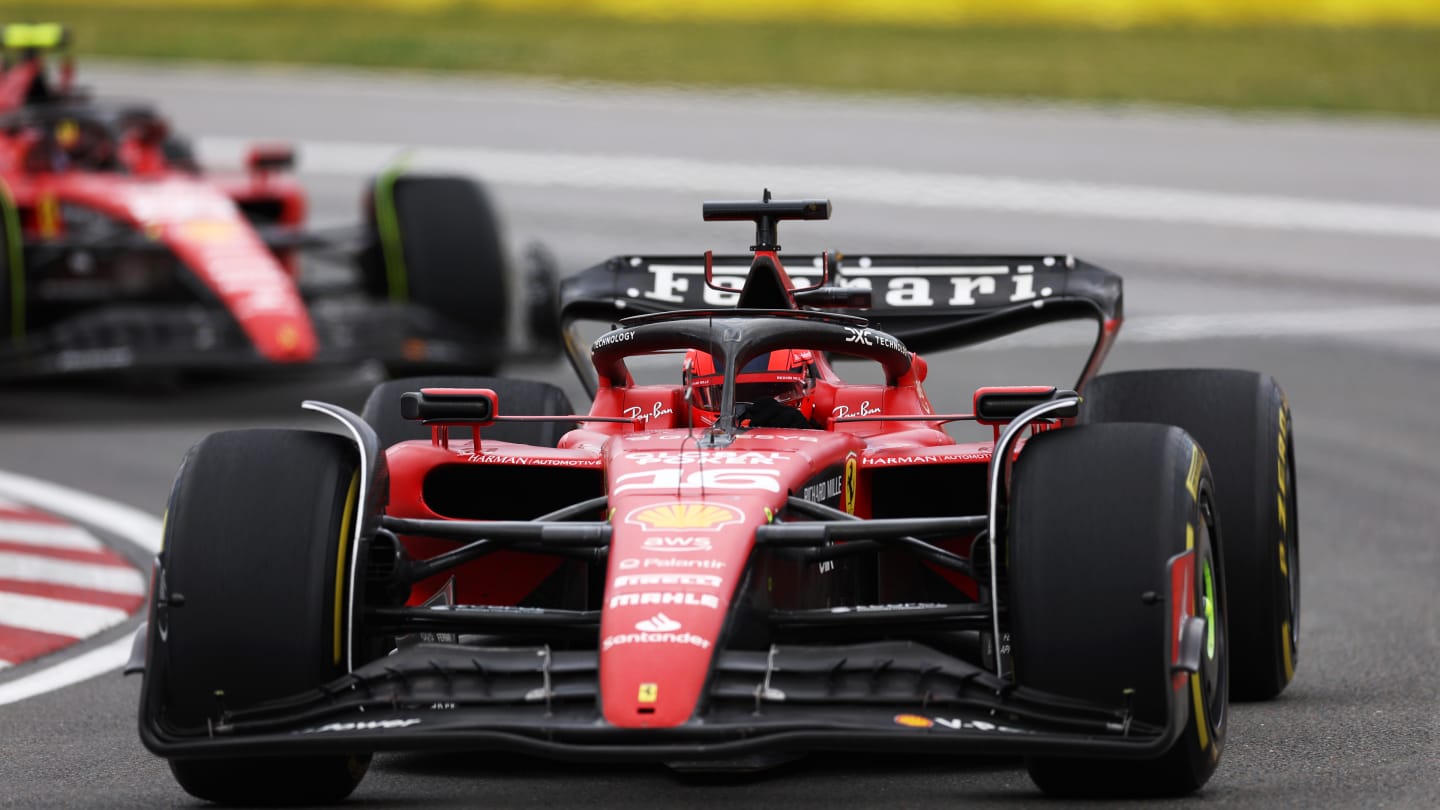 MONTREAL, QUEBEC - JUNE 18: Charles Leclerc of Monaco driving the (16) Ferrari SF-23 on track during the F1 Grand Prix of Canada at Circuit Gilles Villeneuve on June 18, 2023 in Montreal, Quebec. (Photo by Bryn Lennon - Formula 1/Formula 1 via Getty Images)