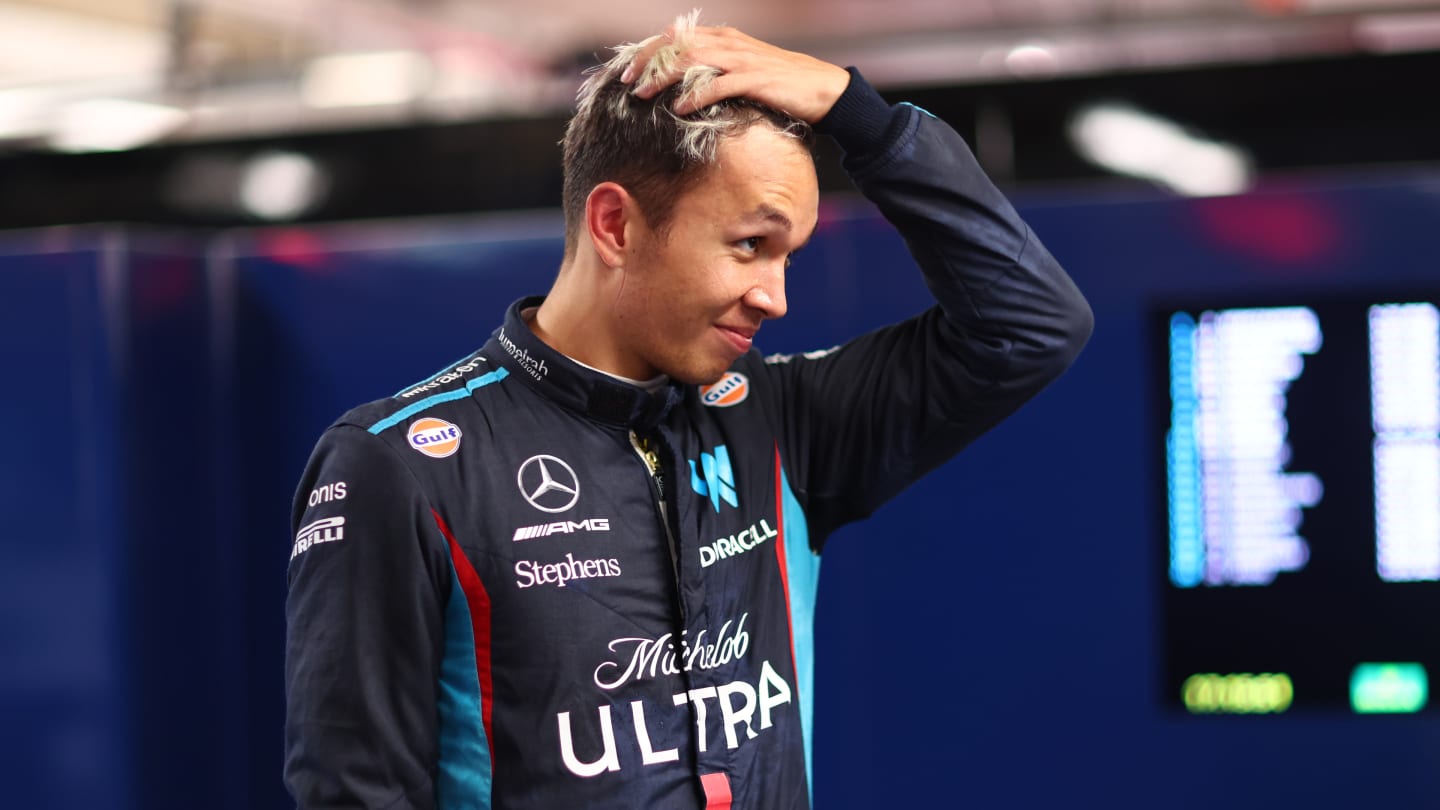 MONTREAL, QUEBEC - JUNE 17: 10th placed qualifier Alexander Albon of Thailand and Williams looks on in the FIA garage during qualifying ahead of the F1 Grand Prix of Canada at Circuit Gilles Villeneuve on June 17, 2023 in Montreal, Quebec. (Photo by Dan Istitene - Formula 1/Formula 1 via Getty Images)