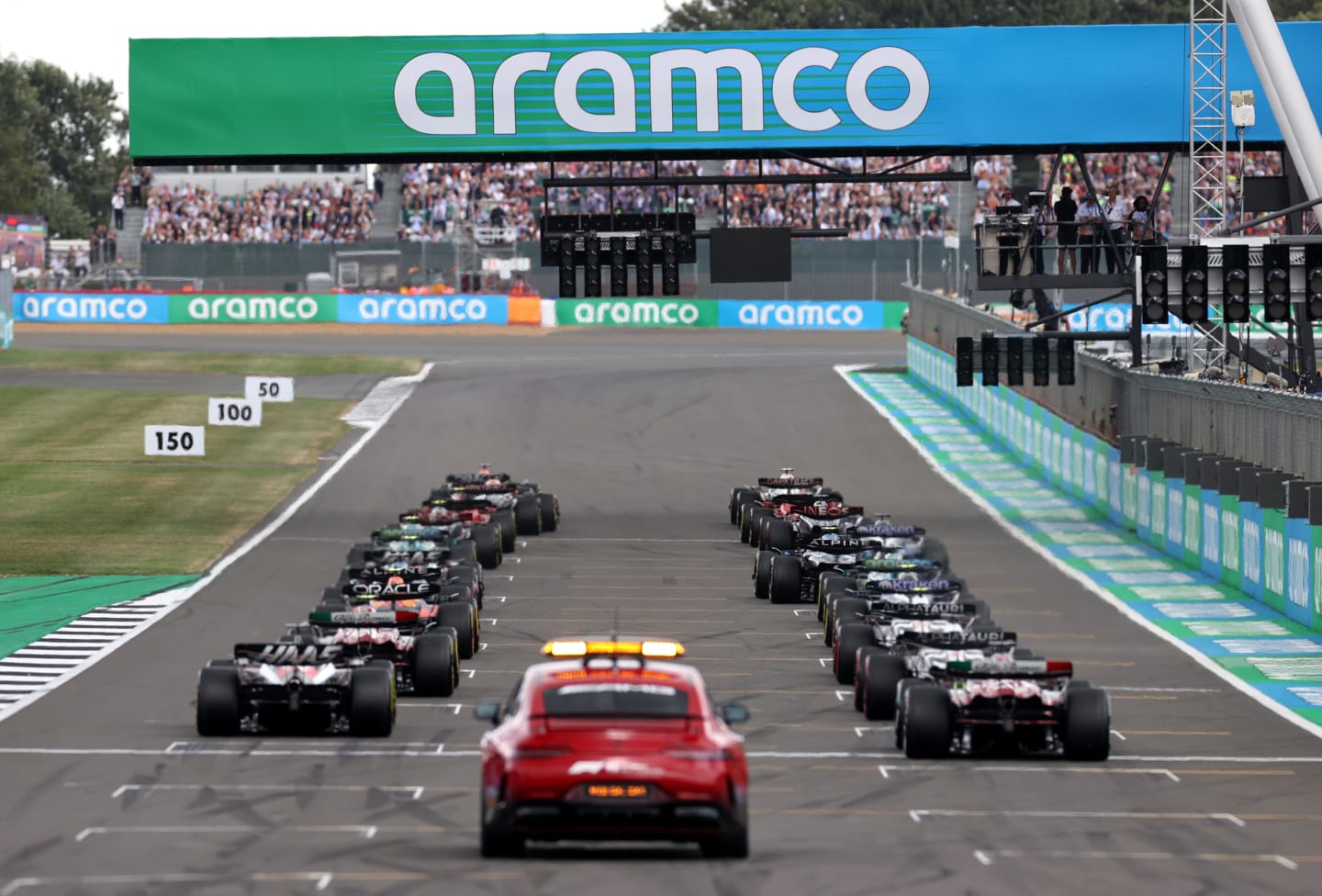 NORTHAMPTON, ENGLAND - JULY 09: A rear view of the grid at the start of the race during the F1