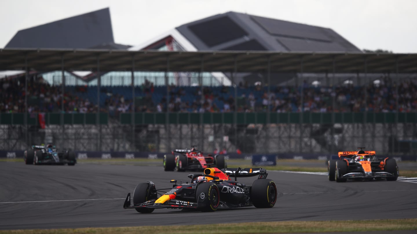 NORTHAMPTON, ENGLAND - JULY 09: Max Verstappen of the Netherlands driving the (1) Oracle Red Bull