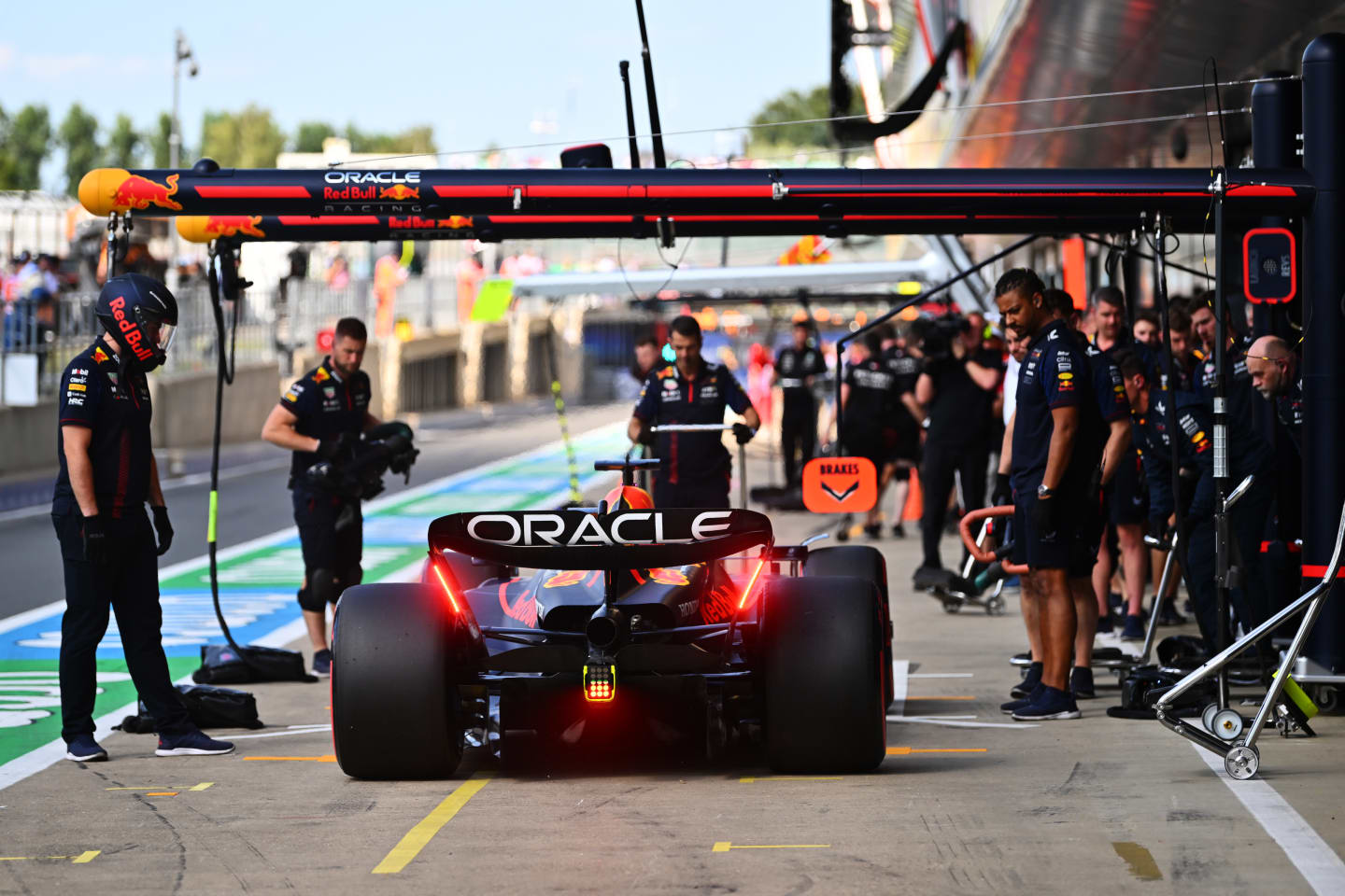 NORTHAMPTON, ENGLAND - JULY 07: Max Verstappen of the Netherlands driving the (1) Oracle Red Bull