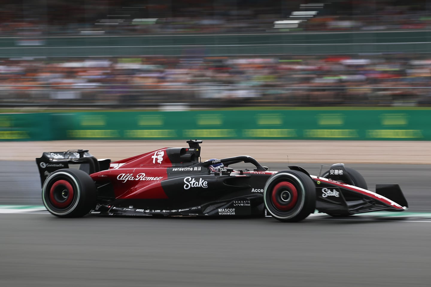 NORTHAMPTON, ENGLAND - JULY 08: Valtteri Bottas of Finland driving the (77) Alfa Romeo F1 C43