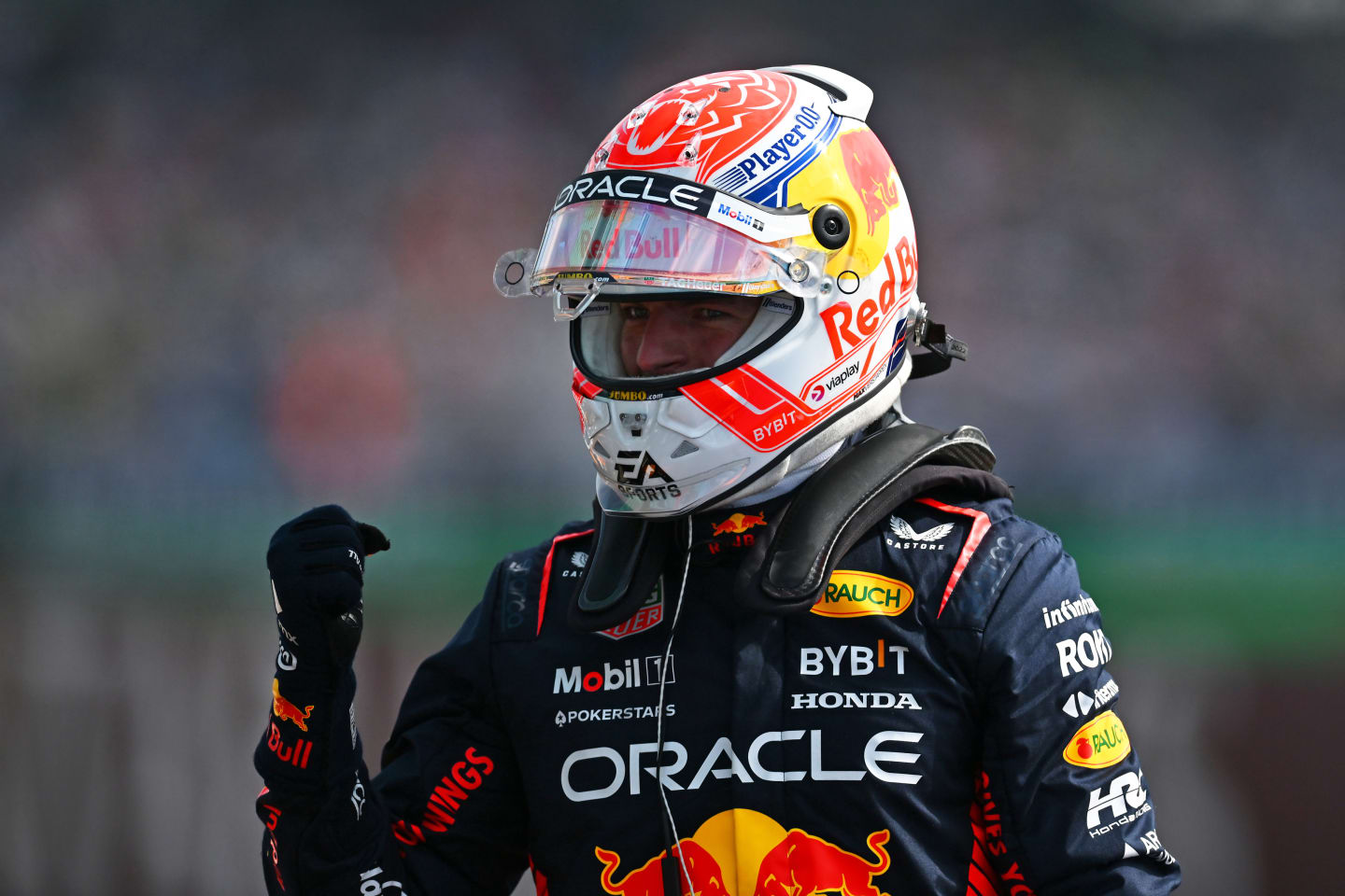 NORTHAMPTON, ENGLAND - JULY 08: Pole position qualifier Max Verstappen of the Netherlands and