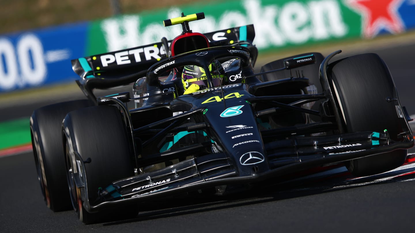 BUDAPEST, HUNGARY - JULY 23: Lewis Hamilton of Great Britain driving the (44) Mercedes AMG Petronas