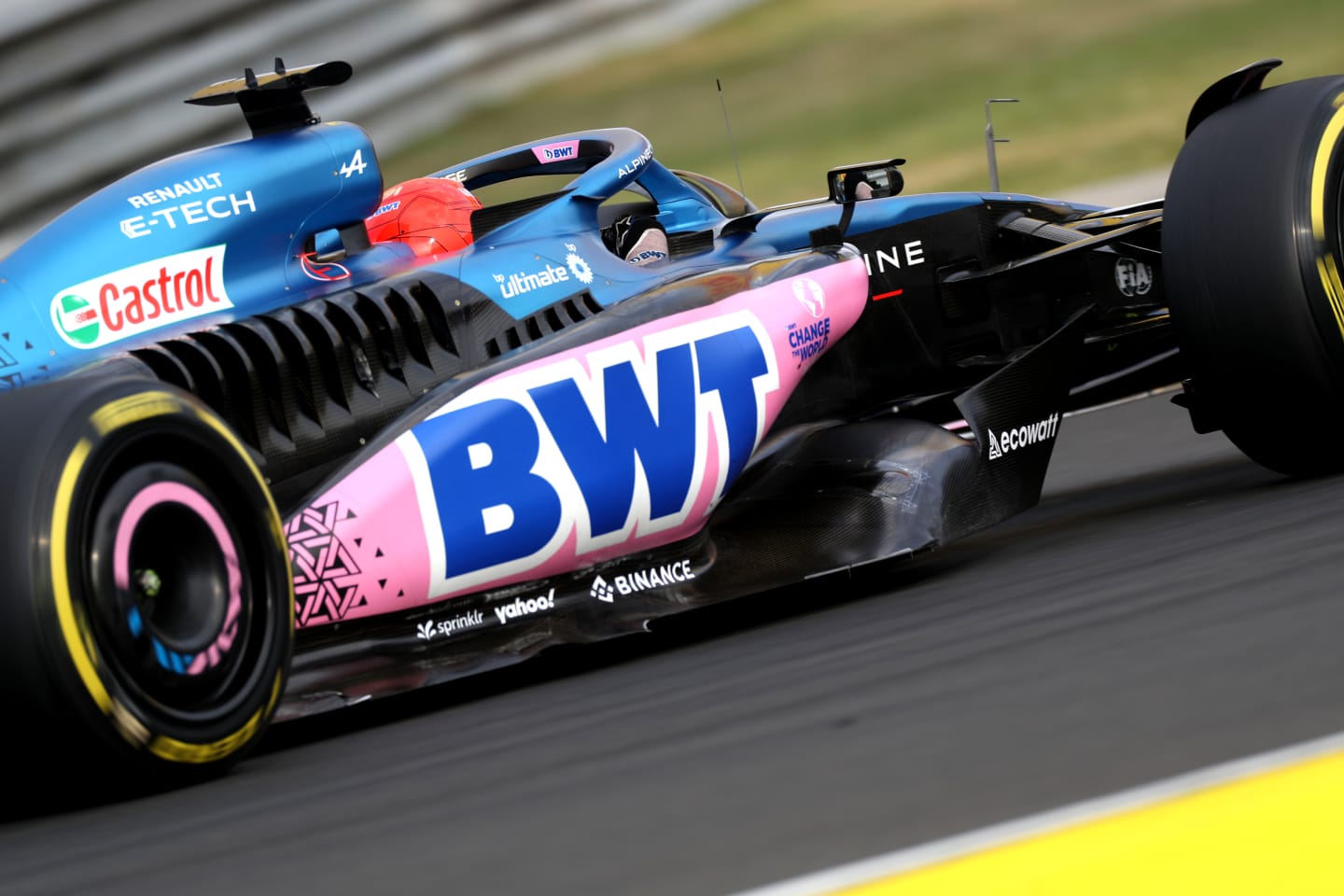 BUDAPEST, HUNGARY - JULY 21: Esteban Ocon of France driving the (31) Alpine F1 A523 Renault on track during practice ahead of the F1 Grand Prix of Hungary at Hungaroring on July 21, 2023 in Budapest, Hungary. (Photo by Peter Fox/Getty Images)