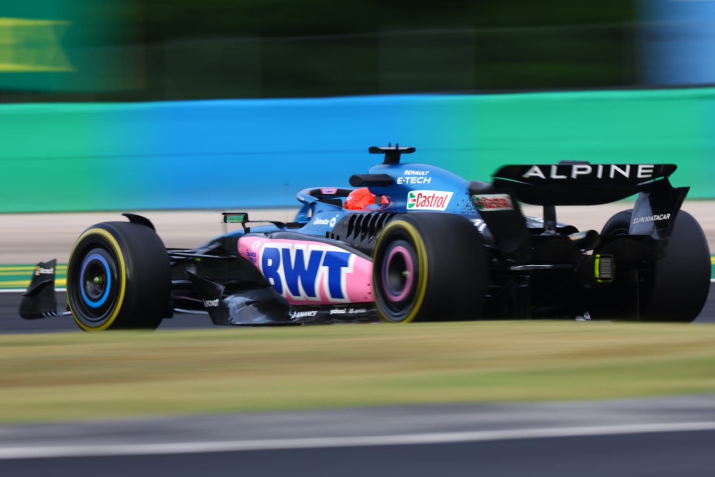 BUDAPEST, HUNGARY - JULY 21: Esteban Ocon of France driving the (31) Alpine F1 A523 Renault on track during practice ahead of the F1 Grand Prix of Hungary at Hungaroring on July 21, 2023 in Budapest, Hungary. (Photo by Mark Thompson/Getty Images)