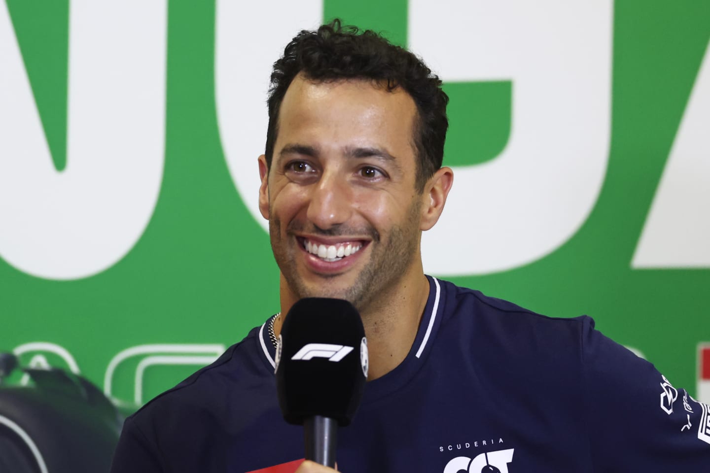 BUDAPEST, HUNGARY - JULY 20: Daniel Ricciardo of Australia and Scuderia AlphaTauri attends the Drivers Press Conference during previews ahead of the F1 Grand Prix of Hungary at Hungaroring on July 20, 2023 in Budapest, Hungary. (Photo by Bryn Lennon/Getty Images)