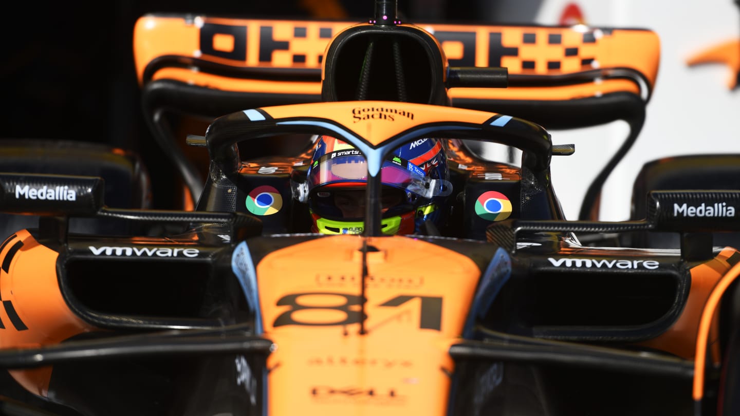 BUDAPEST, HUNGARY - JULY 22: Oscar Piastri of Australia driving the (81) McLaren MCL60 Mercedes in