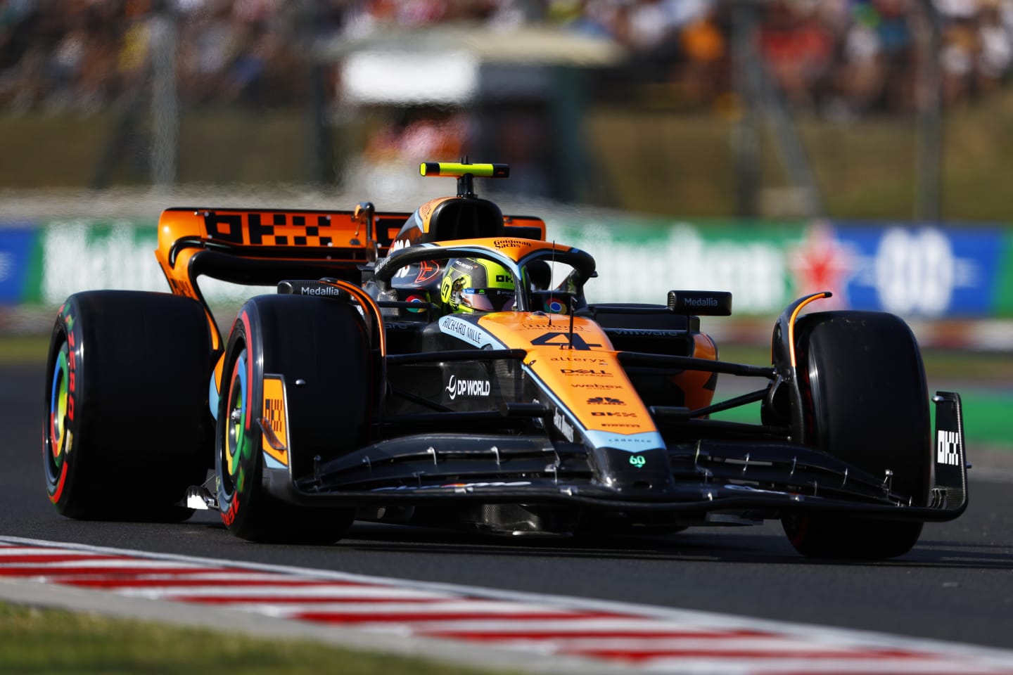 BUDAPEST, HUNGARY - JULY 22: Lando Norris of Great Britain driving the (4) McLaren MCL60 Mercedes