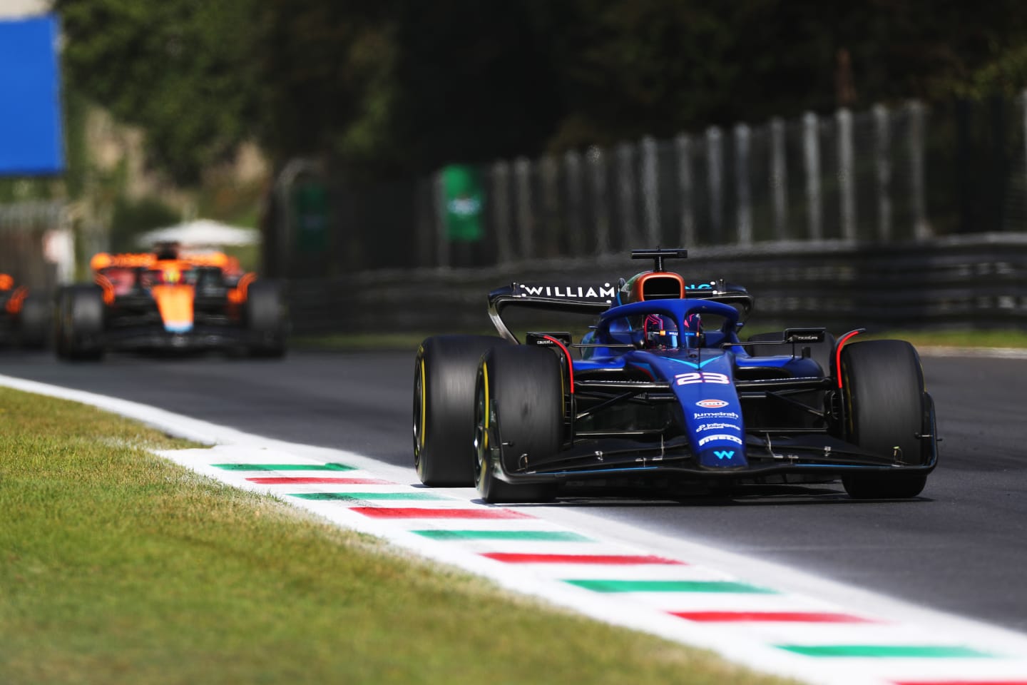 MONZA, ITALY - SEPTEMBER 03: Alexander Albon of Thailand driving the (23) Williams FW45 Mercedes on track during the F1 Grand Prix of Italy at Autodromo Nazionale Monza on September 03, 2023 in Monza, Italy. (Photo by Peter Fox/Getty Images)
