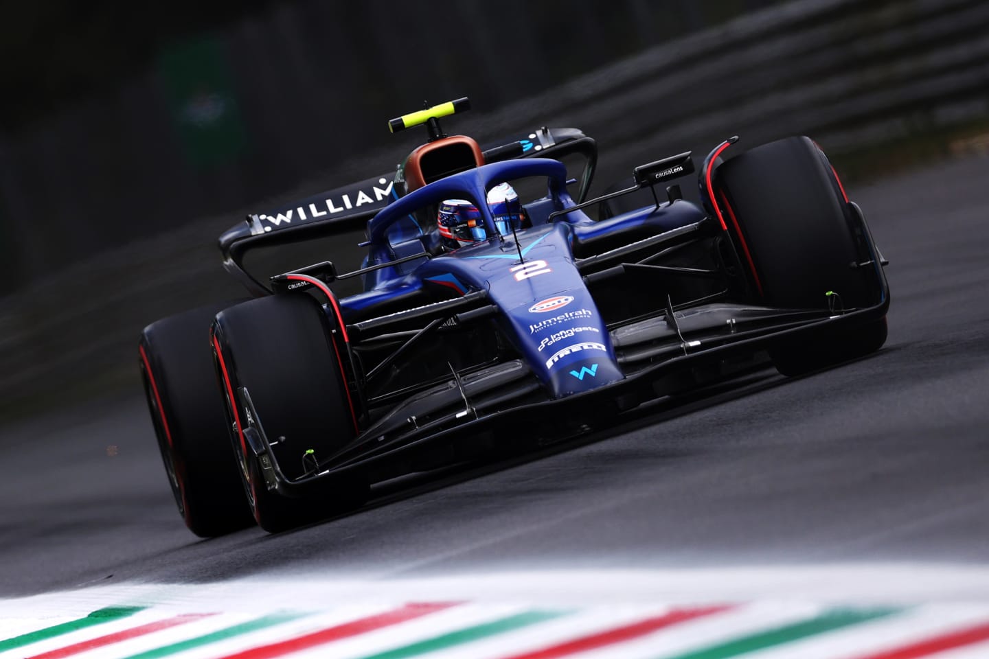 MONZA, ITALY - SEPTEMBER 01: Logan Sargeant of United States driving the (2) Williams FW45 Mercedes on track during practice ahead of the F1 Grand Prix of Italy at Autodromo Nazionale Monza on September 01, 2023 in Monza, Italy. (Photo by Ryan Pierse/Getty Images)