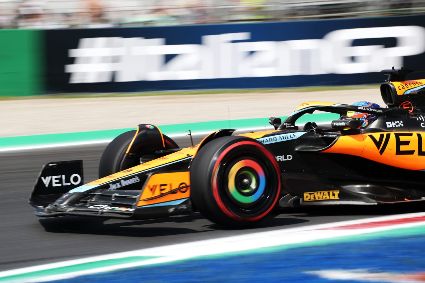 MONZA, ITALY - SEPTEMBER 02: Oscar Piastri of Australia driving the (81) McLaren MCL60 Mercedes on track during final practice ahead of the F1 Grand Prix of Italy at Autodromo Nazionale Monza on September 02, 2023 in Monza, Italy. (Photo by Peter Fox/Getty Images)