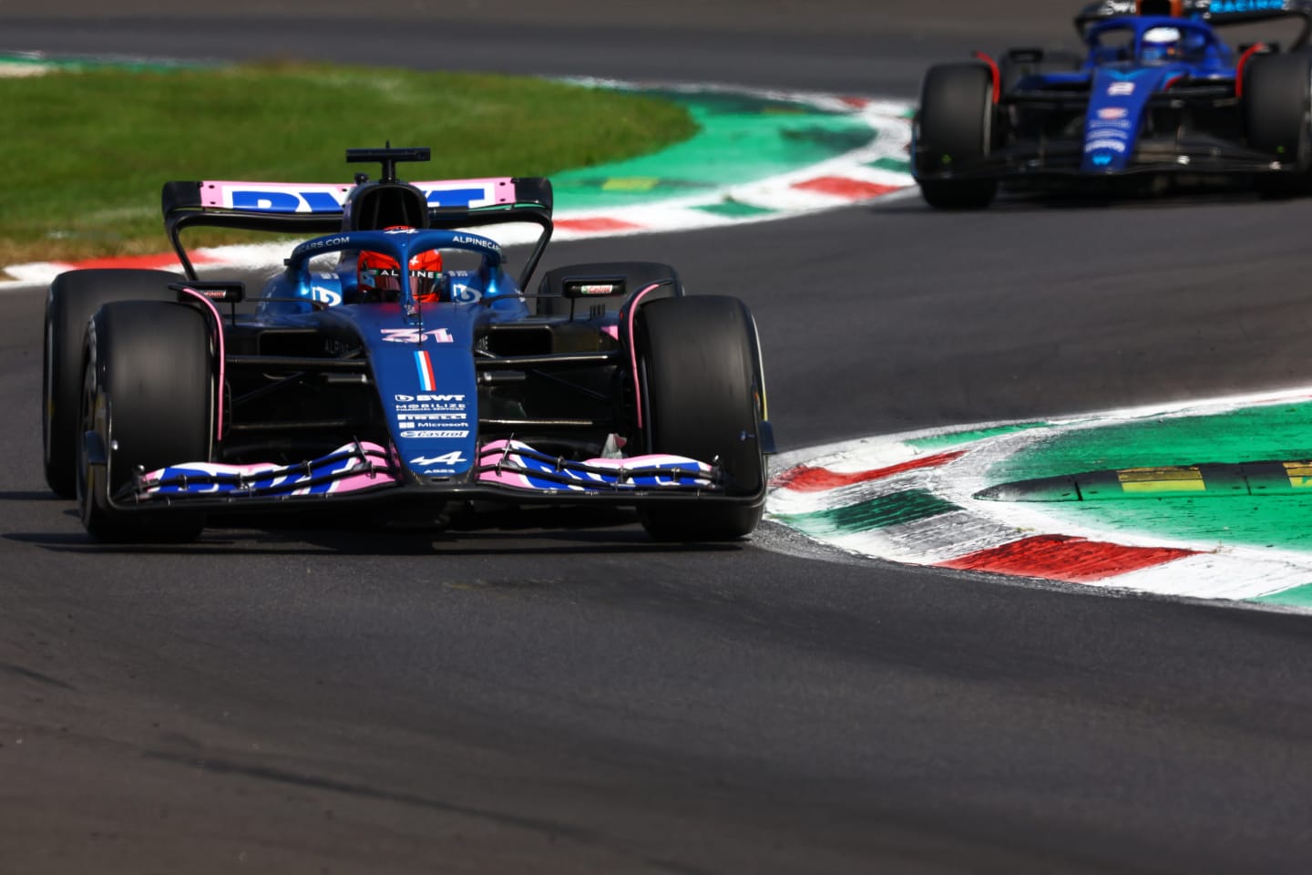 MONZA, ITALY - SEPTEMBER 02: Esteban Ocon of France driving the (31) Alpine F1 A523 Renault on track during final practice ahead of the F1 Grand Prix of Italy at Autodromo Nazionale Monza on September 02, 2023 in Monza, Italy. (Photo by Mark Thompson/Getty Images)