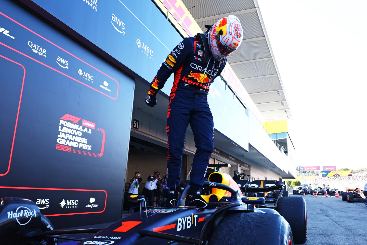 SUZUKA, JAPAN - SEPTEMBER 24: Race winner Max Verstappen of the Netherlands and Oracle Red Bull