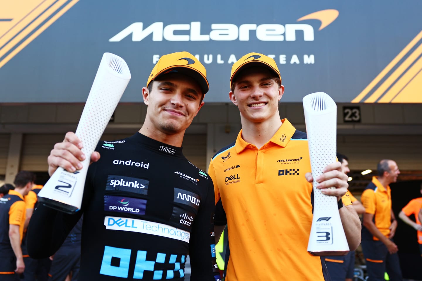 SUZUKA, JAPAN - SEPTEMBER 24: Second placed Lando Norris of Great Britain and McLaren and Third