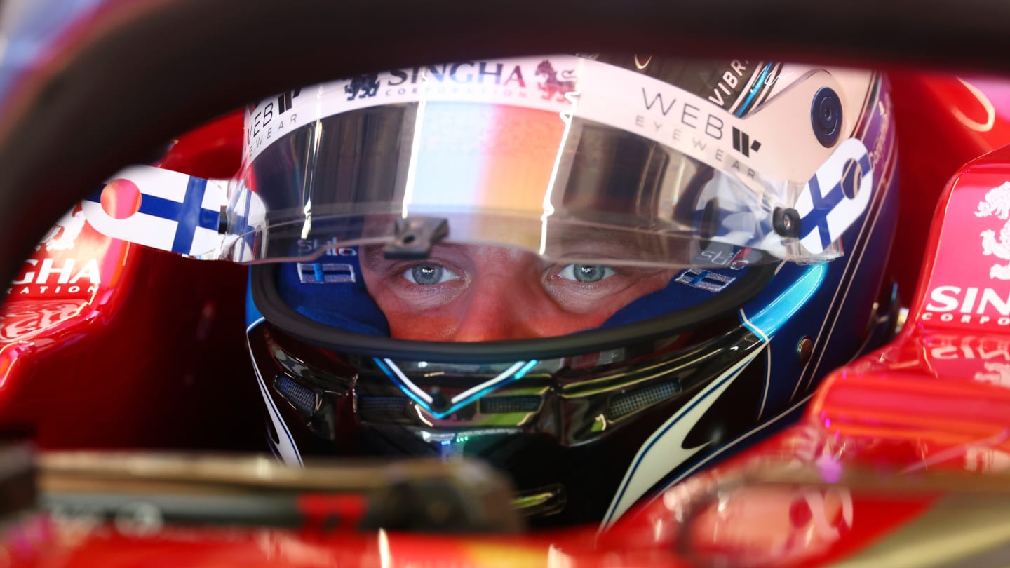 SUZUKA, JAPAN - SEPTEMBER 22: Valtteri Bottas of Finland and Alfa Romeo F1 prepares to drive in the garage during practice ahead of the F1 Grand Prix of Japan at Suzuka International Racing Course on September 22, 2023 in Suzuka, Japan. (Photo by Dan Istitene - Formula 1/Formula 1 via Getty Images)