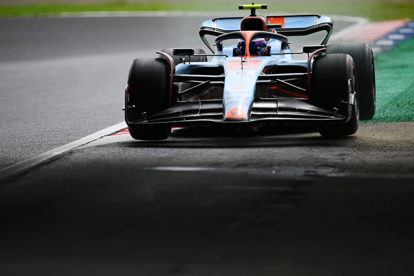 SUZUKA, JAPAN - SEPTEMBER 22: Logan Sargeant of United States driving the (2) Williams FW45 Mercedes on track during practice ahead of the F1 Grand Prix of Japan at Suzuka International Racing Course on September 22, 2023 in Suzuka, Japan. (Photo by Clive Mason/Getty Images)