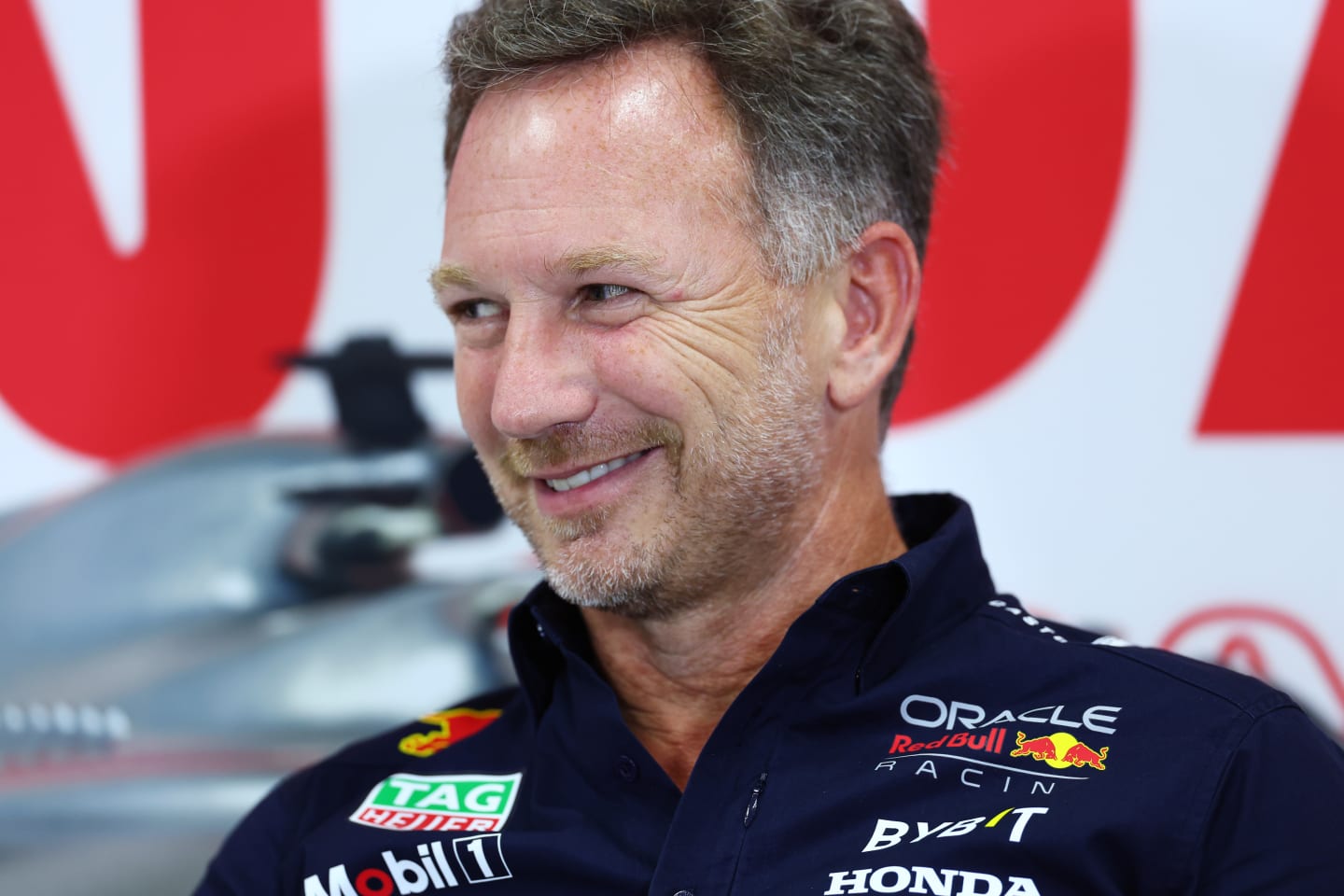 SUZUKA, JAPAN - SEPTEMBER 22: Red Bull Racing Team Principal Christian Horner attends the Team Principals Press Conference during practice ahead of the F1 Grand Prix of Japan at Suzuka International Racing Course on September 22, 2023 in Suzuka, Japan. (Photo by Dan Istitene/Getty Images)