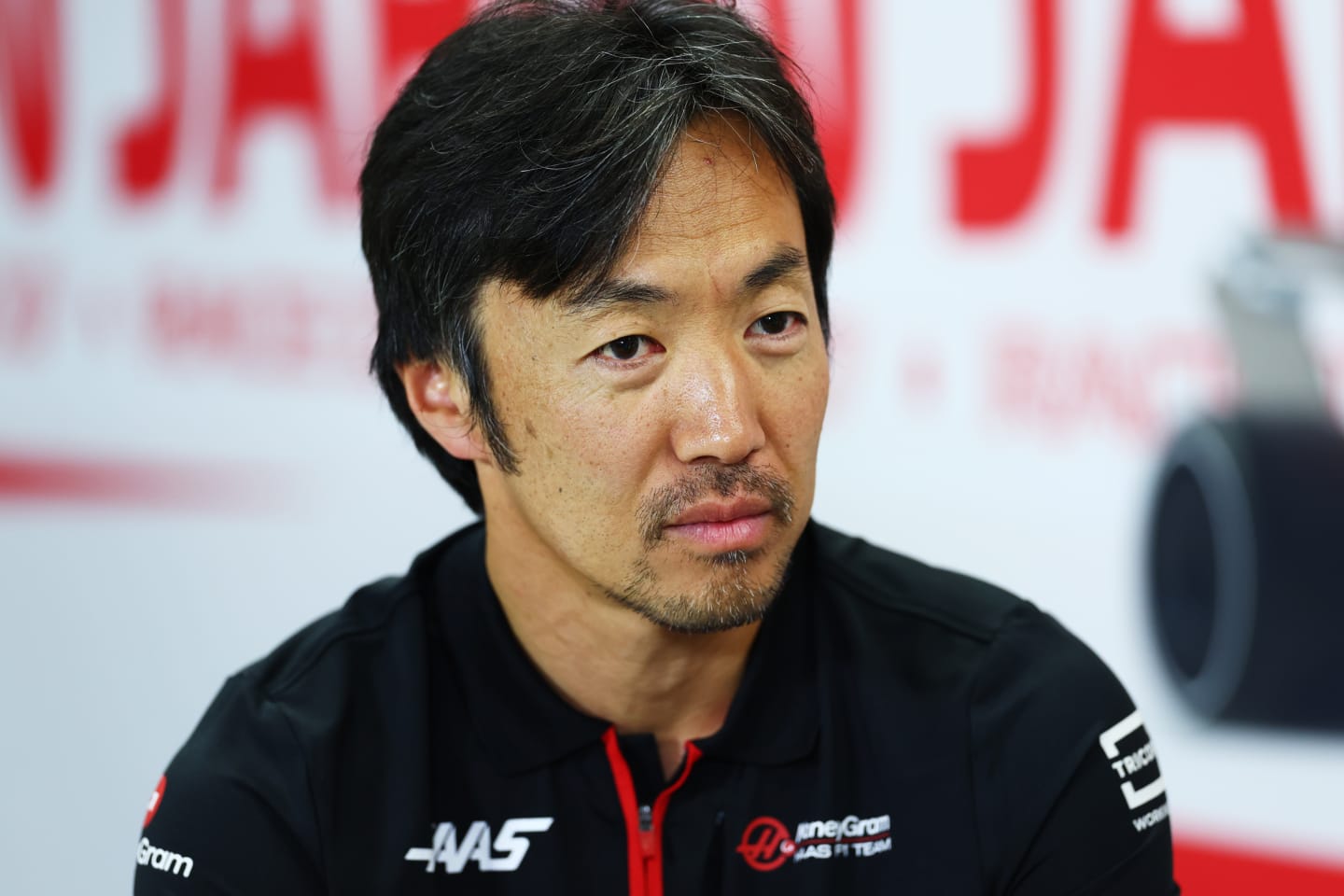 SUZUKA, JAPAN - SEPTEMBER 22: Ayao Komatsu, Trackside Engineering Director at Haas F1 attends the