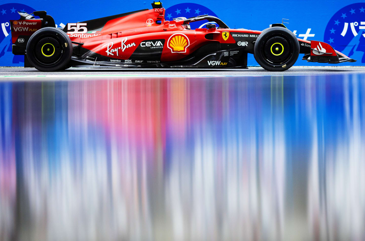 SUZUKA, JAPAN - SEPTEMBER 22: Carlos Sainz of Spain driving (55) the Ferrari SF-23 on track during