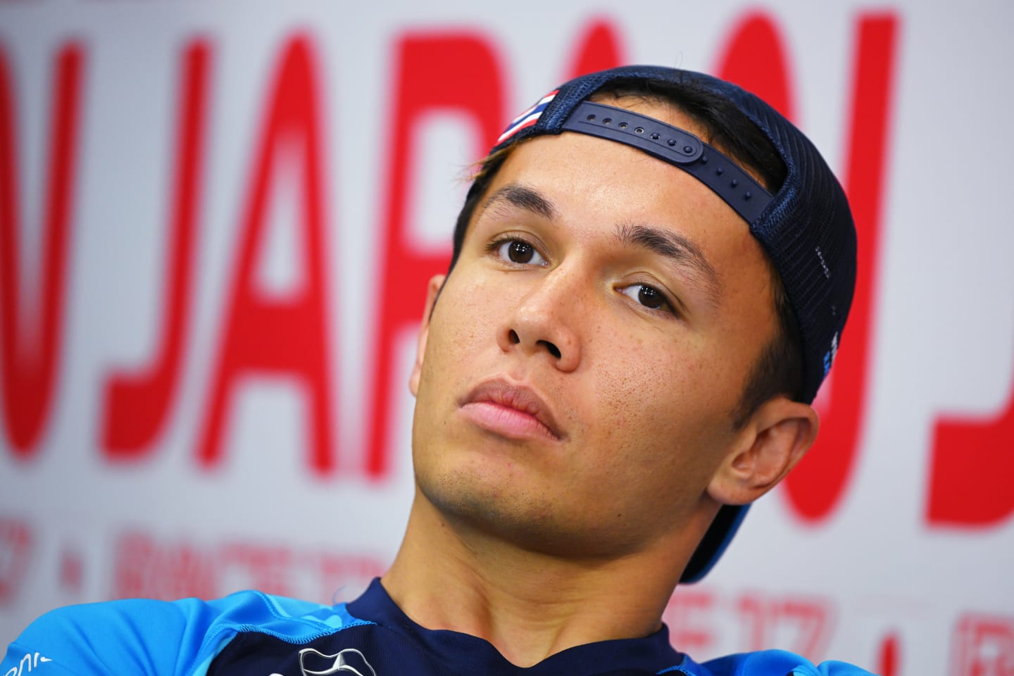 SUZUKA, JAPAN - SEPTEMBER 21: Alexander Albon of Thailand and Williams attends the Drivers Press Conference during previews ahead of the F1 Grand Prix of Japan at Suzuka International Racing Course on September 21, 2023 in Suzuka, Japan. (Photo by Clive Mason/Getty Images)