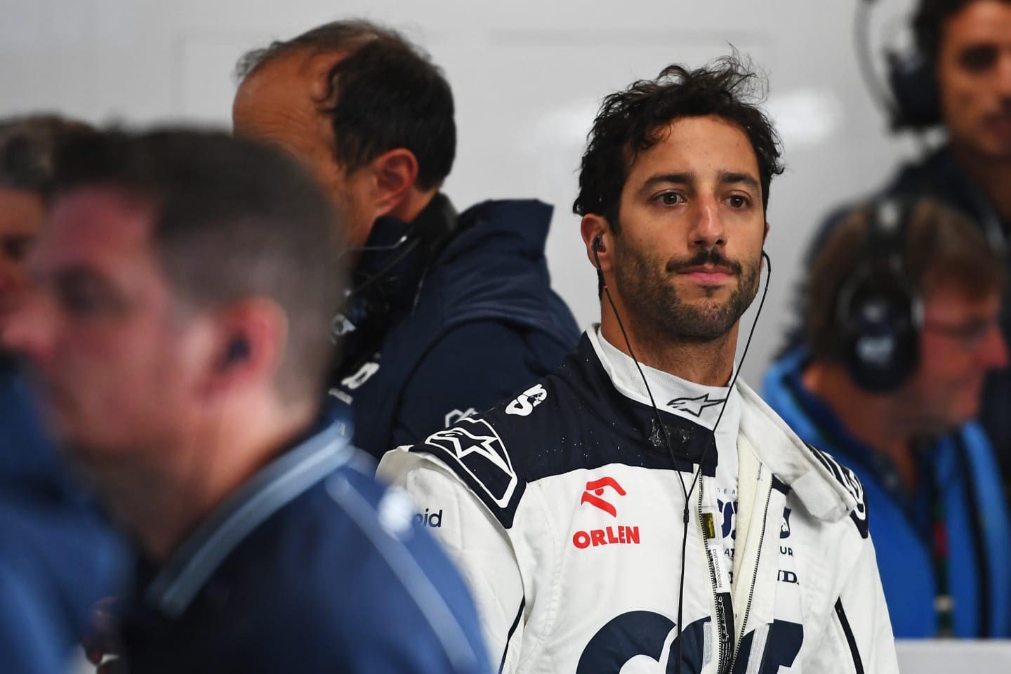 LAS VEGAS, NEVADA - NOVEMBER 18: Daniel Ricciardo of Australia and Scuderia AlphaTauri looks on in