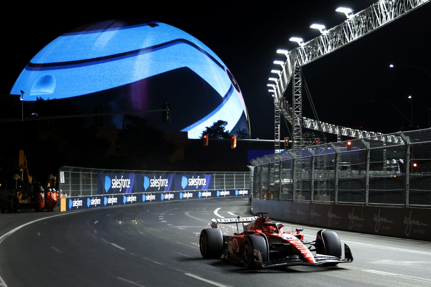 LAS VEGAS, NEVADA - NOVEMBER 18: Charles Leclerc of Monaco driving the (16) Ferrari SF-23 on track