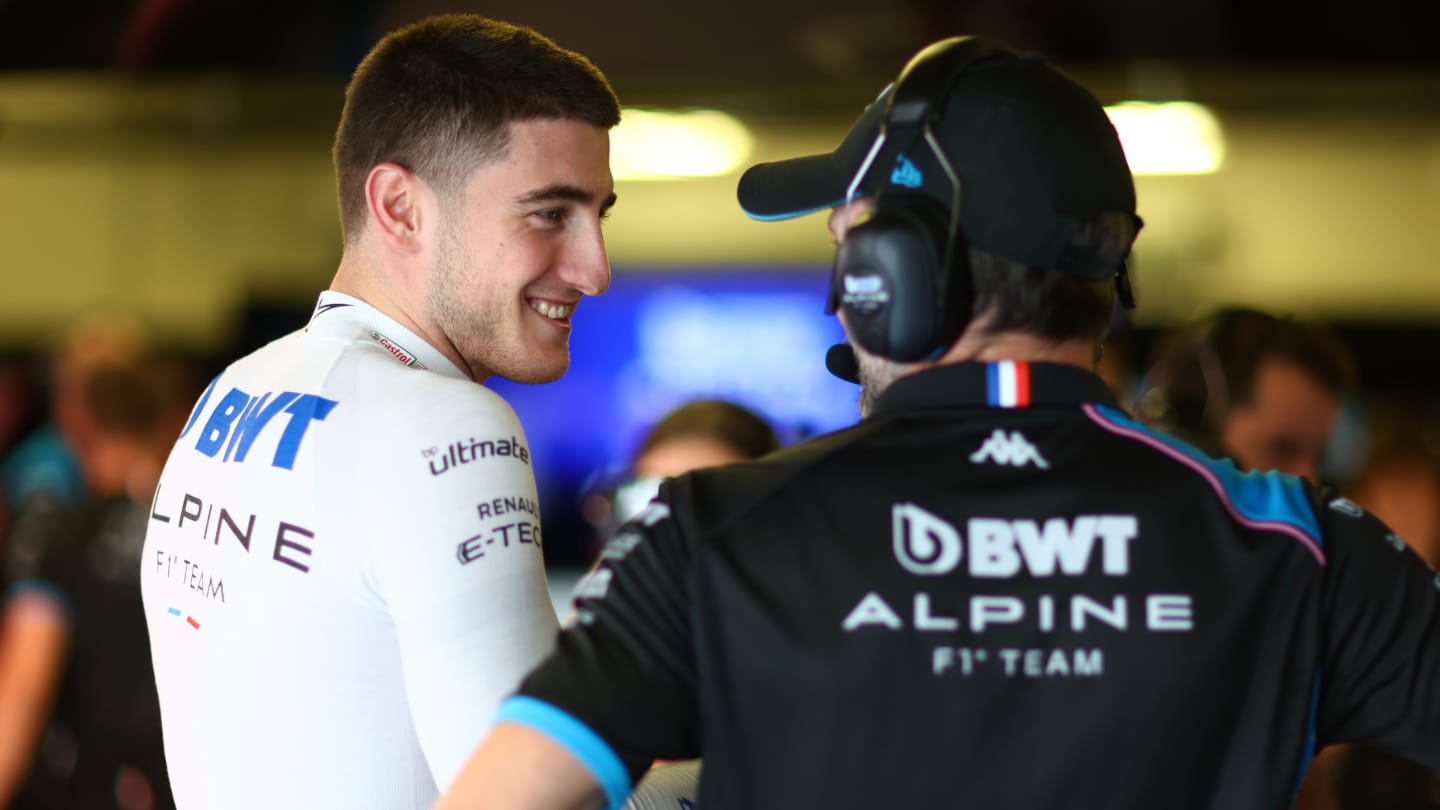 MEXICO CITY, MEXICO - OCTOBER 27: Jack Doohan of Australia and Alpine F1 talks with an Alpine F1 team member in the garage  during practice ahead of the F1 Grand Prix of Mexico at Autodromo Hermanos Rodriguez on October 27, 2023 in Mexico City, Mexico. (Photo by Dan Istitene - Formula 1/Formula 1 via Getty Images)