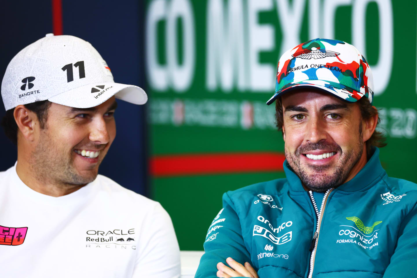 MEXICO CITY, MEXICO - OCTOBER 26: Fernando Alonso of Spain and Aston Martin F1 Team attends the Drivers Press Conference during previews ahead of the F1 Grand Prix of Mexico at Autodromo Hermanos Rodriguez on October 26, 2023 in Mexico City, Mexico. (Photo by Dan Istitene/Getty Images)
