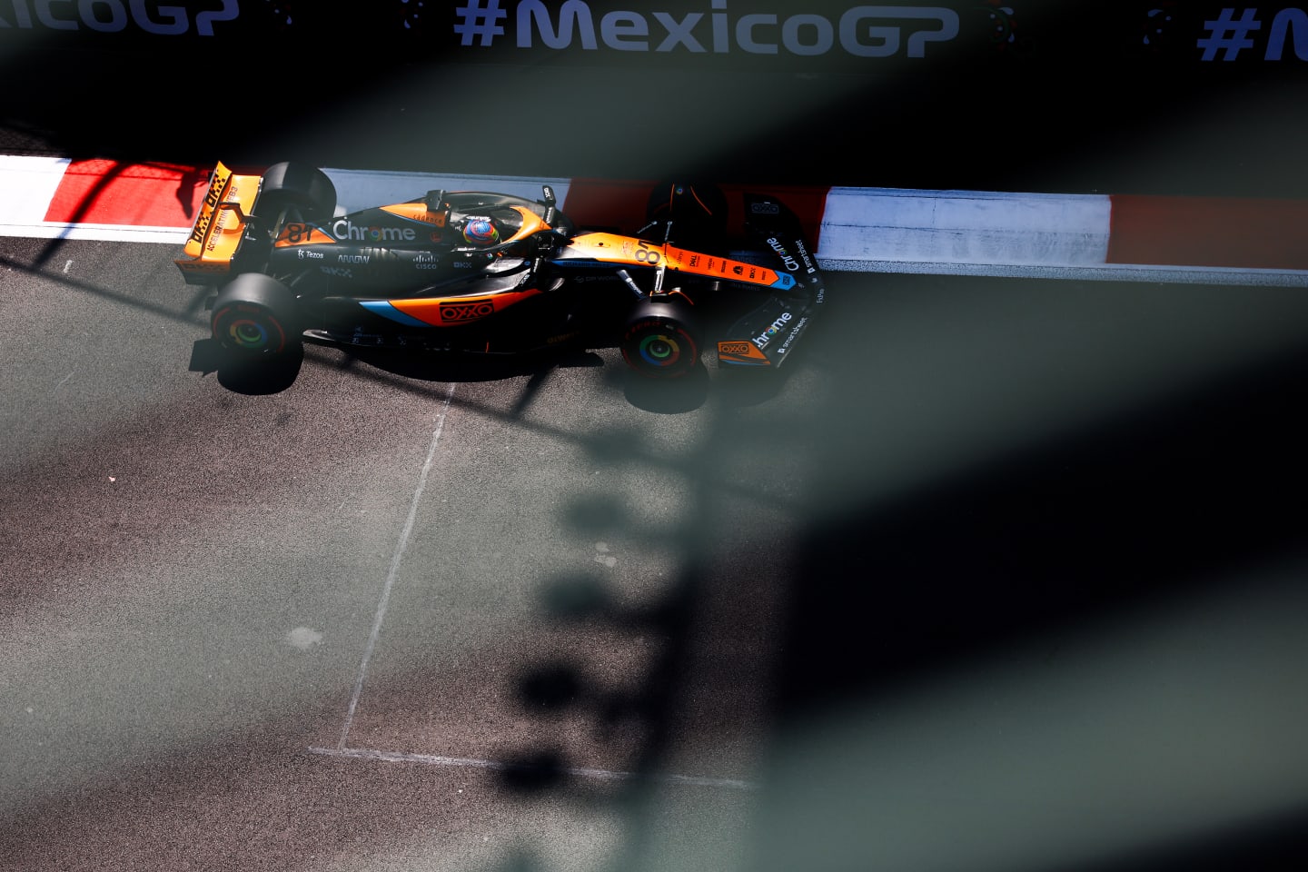 MEXICO CITY, MEXICO - OCTOBER 28: Oscar Piastri of Australia driving the (81) McLaren MCL60 Mercedes on track during final practice ahead of the F1 Grand Prix of Mexico at Autodromo Hermanos Rodriguez on October 28, 2023 in Mexico City, Mexico. (Photo by Mark Thompson/Getty Images)