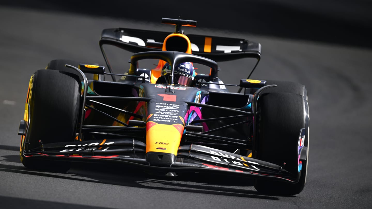 MIAMI, FLORIDA - MAY 07: Max Verstappen of the Netherlands driving the (1) Oracle Red Bull Racing