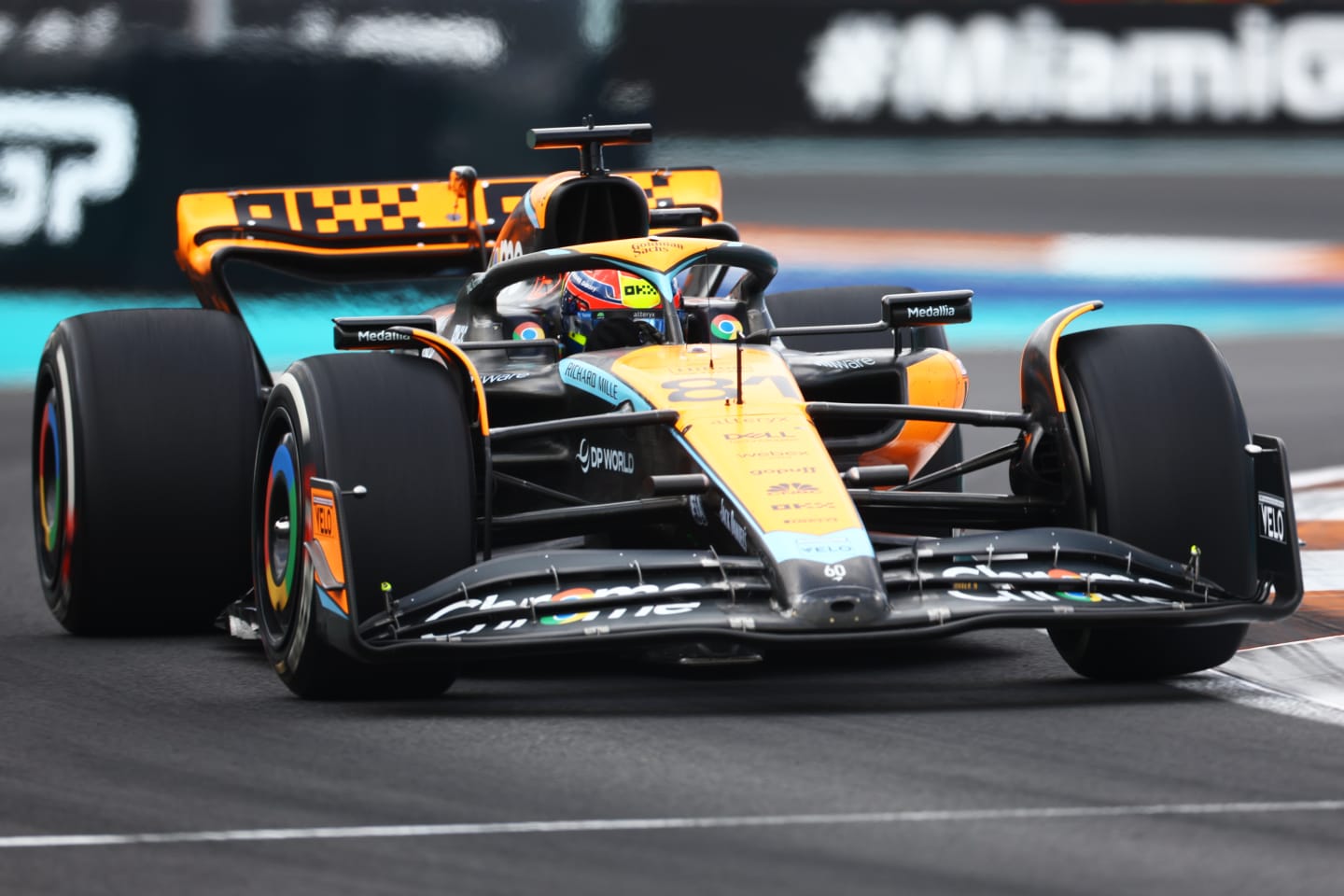 MIAMI, FLORIDA - MAY 07: Oscar Piastri of Australia driving the (81) McLaren MCL60 Mercedes on track during the F1 Grand Prix of Miami at Miami International Autodrome on May 07, 2023 in Miami, Florida. (Photo by Mark Thompson/Getty Images)