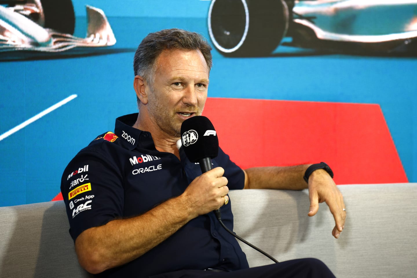 MIAMI, FLORIDA - MAY 05: Red Bull Racing Team Principal Christian Horner attends the Team Principals Press Conference during practice ahead of the F1 Grand Prix of Miami at Miami International Autodrome on May 05, 2023 in Miami, Florida. (Photo by Jared C. Tilton/Getty Images)