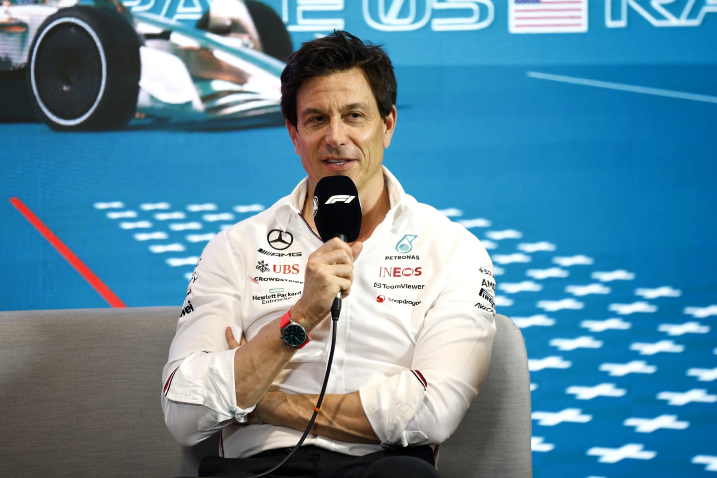 MIAMI, FLORIDA - MAY 05: Mercedes GP Executive Director Toto Wolff attends the Team Principals Press Conference during practice ahead of the F1 Grand Prix of Miami at Miami International Autodrome on May 05, 2023 in Miami, Florida. (Photo by Jared C. Tilton/Getty Images)