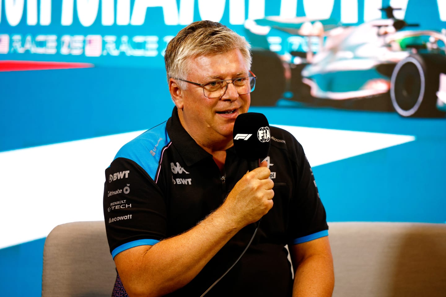 MIAMI, FLORIDA - MAY 05: Otmar Szafnauer, Team Principal of Alpine F1 attends the Team Principals Press Conference during practice ahead of the F1 Grand Prix of Miami at Miami International Autodrome on May 05, 2023 in Miami, Florida. (Photo by Jared C. Tilton/Getty Images)