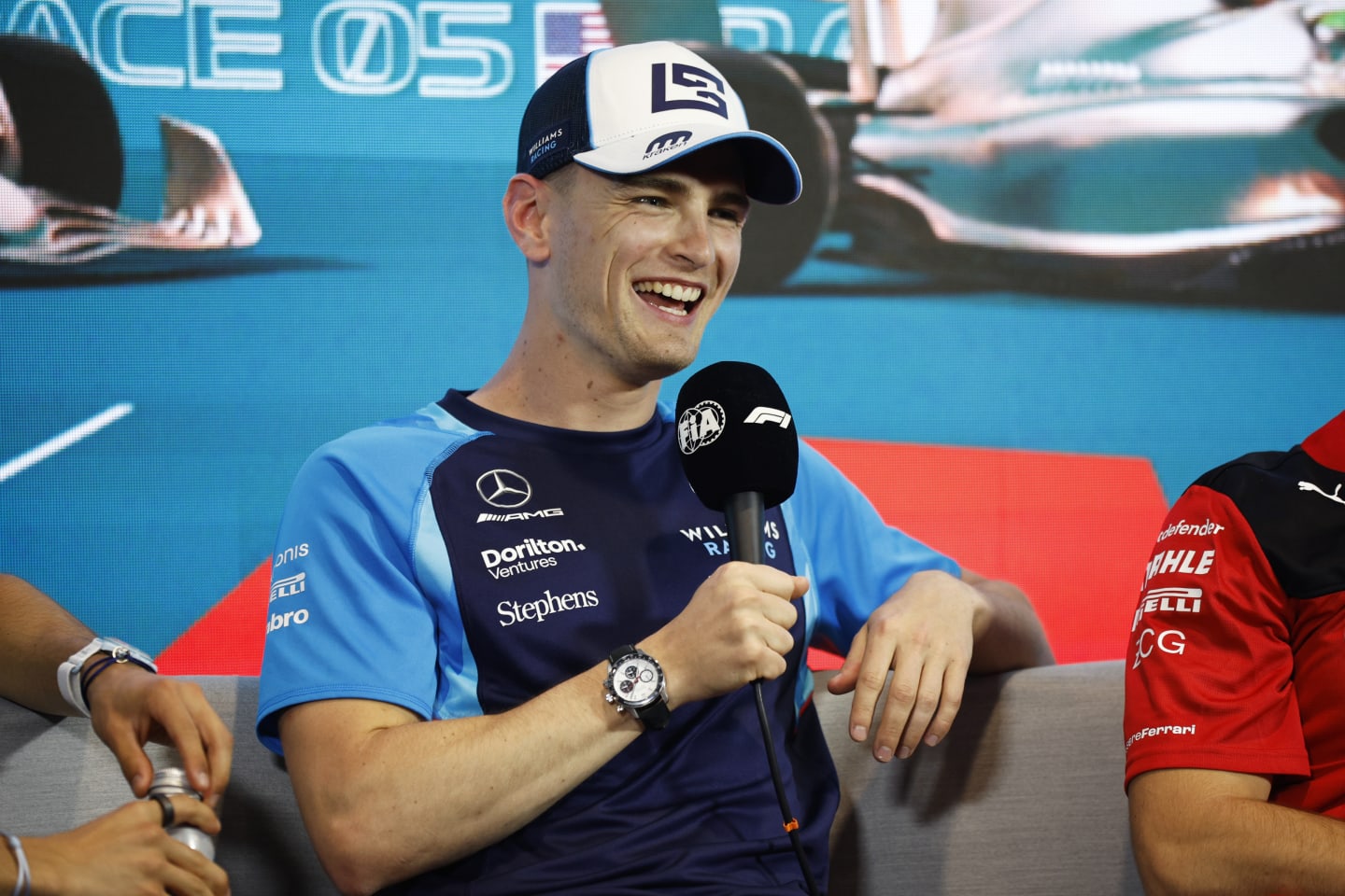 MIAMI, FLORIDA - MAY 04: Logan Sargeant of United States and Williams attends the Drivers Press Conference during previews ahead of the F1 Grand Prix of Miami at Miami International Autodrome on May 04, 2023 in Miami, Florida. (Photo by Jared C. Tilton/Getty Images)