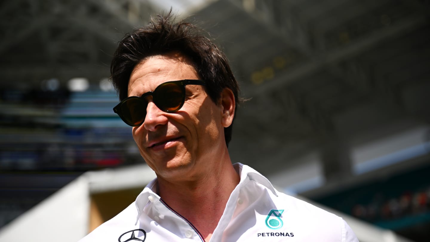 MIAMI, FLORIDA - MAY 06: Mercedes GP Executive Director Toto Wolff looks on in the Paddock prior to