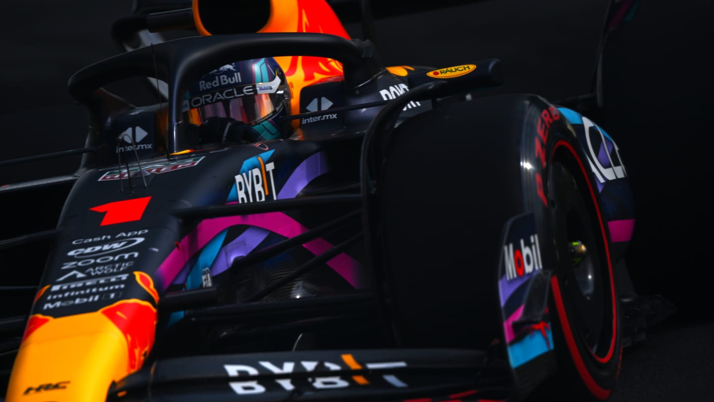 MIAMI, FLORIDA - MAY 06: Max Verstappen of the Netherlands driving the (1) Oracle Red Bull Racing RB19 on track= during qualifying ahead of the F1 Grand Prix of Miami at Miami International Autodrome on May 06, 2023 in Miami, Florida. (Photo by Clive Mason - Formula 1/Formula 1 via Getty Images)