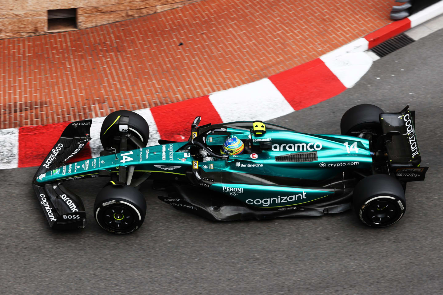 MONTE-CARLO, MONACO - MAY 28: Fernando Alonso of Spain driving the (14) Aston Martin AMR23 Mercedes