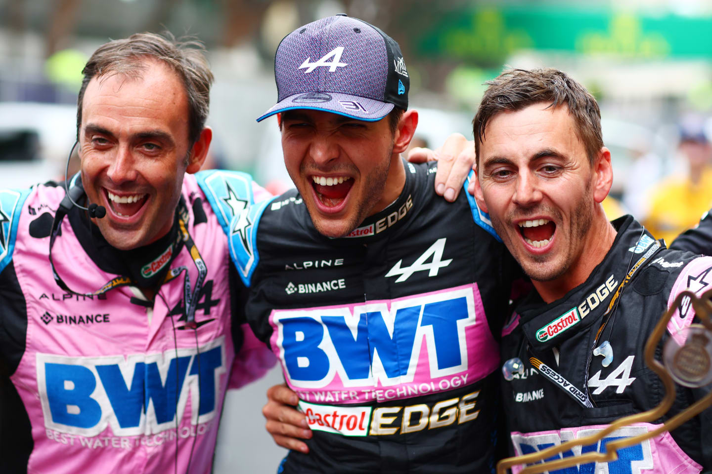 MONACO, MONACO - MAY 28: Third placed Esteban Ocon of France and Alpine F1 celebrates in parc ferme