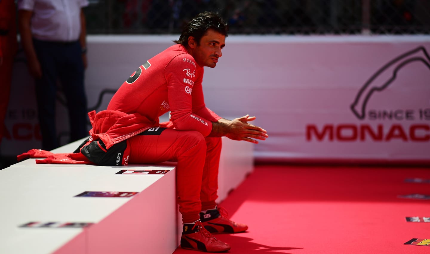 MONTE-CARLO, MONACO - MAY 28: Carlos Sainz of Spain and Ferrari looks on from the grid during the