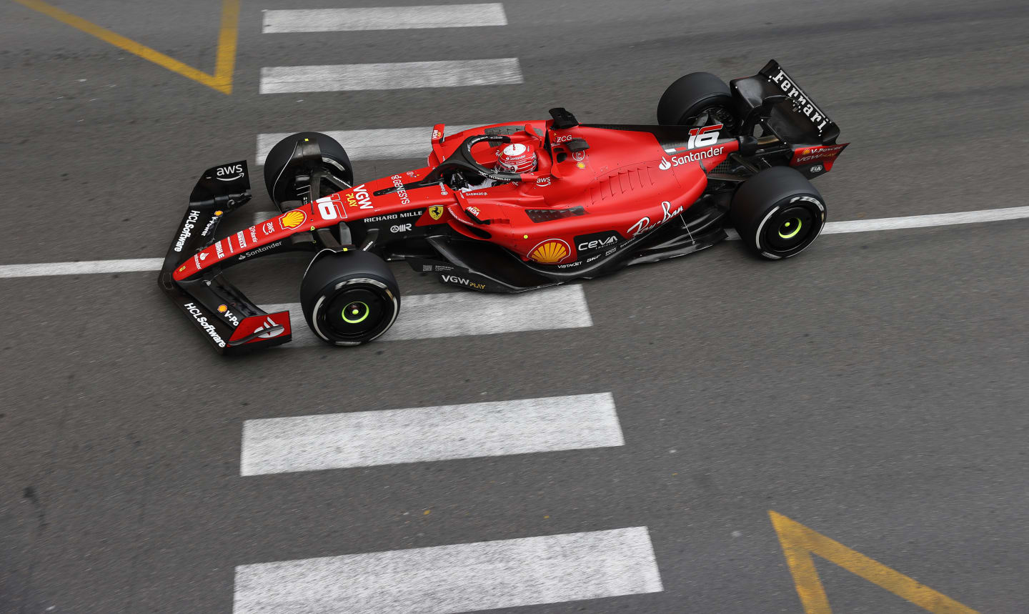 MONTE-CARLO, MONACO - MAY 28: Charles Leclerc of Monaco driving the (16) Ferrari SF-23 on track