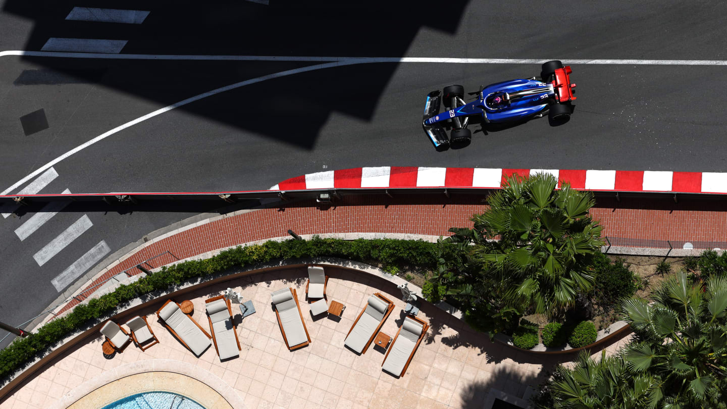 MONTE-CARLO, MONACO - MAY 26: Alexander Albon of Thailand driving the (23) Williams FW45 Mercedes on track during practice ahead of the F1 Grand Prix of Monaco at Circuit de Monaco on May 26, 2023 in Monte-Carlo, Monaco. (Photo by Dan Istitene - Formula 1/Formula 1 via Getty Images)