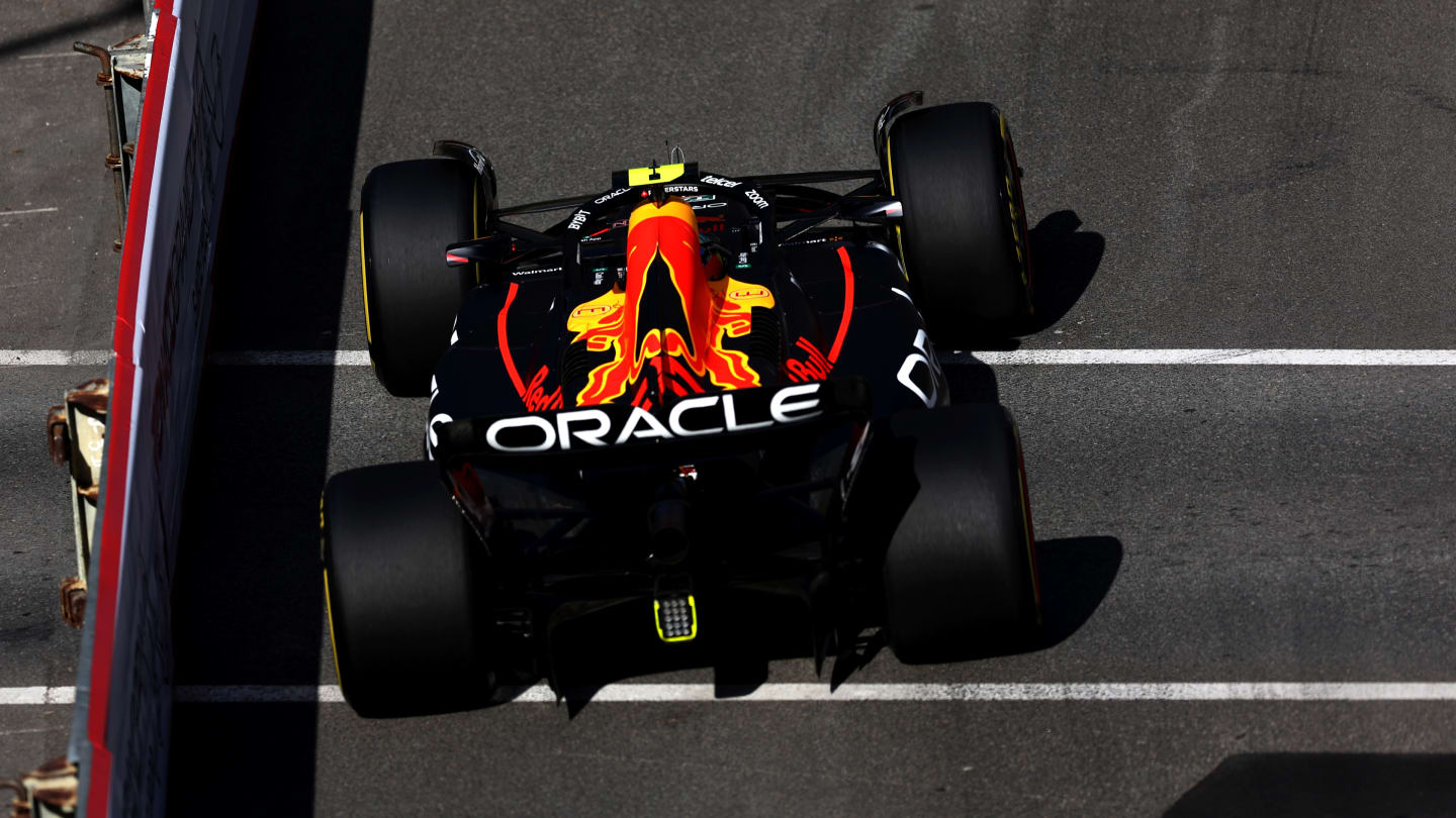 MONTE-CARLO, MONACO - MAY 26: Sergio Perez of Mexico driving the (11) Oracle Red Bull Racing RB19 on track during practice ahead of the F1 Grand Prix of Monaco at Circuit de Monaco on May 26, 2023 in Monte-Carlo, Monaco. (Photo by Bryn Lennon - Formula 1/Formula 1 via Getty Images)